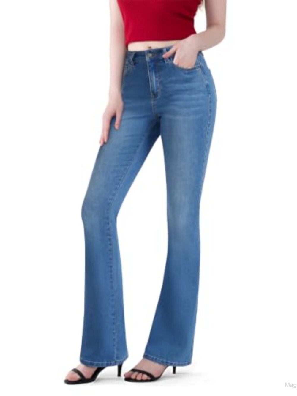 High Rise Bootcut Flare Jeans Stretchy Denim Shaping Lifting